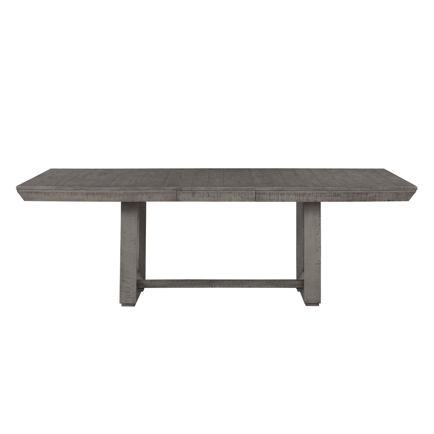 Rustic Gray Dining Table Set - 7 Pieces Extendable, Seats 6