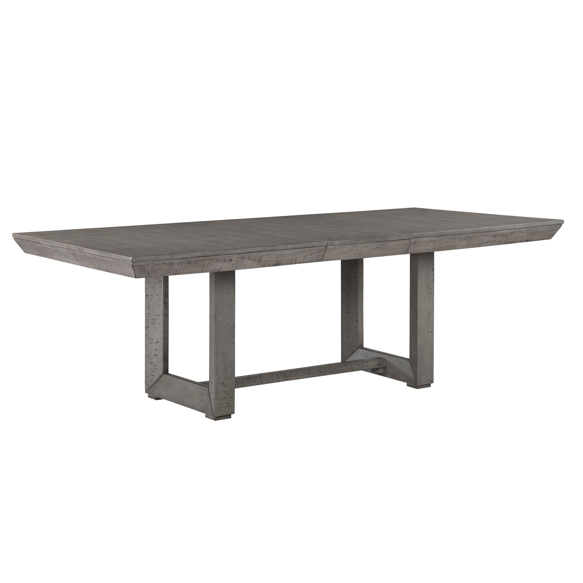 Rustic Gray Dining Table Set - 7 Pieces Extendable, Seats 6