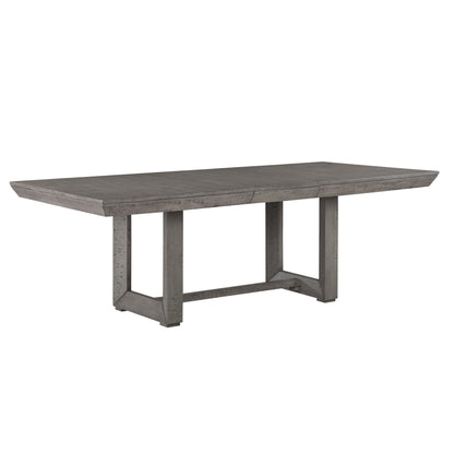 Rustic Gray Dining Table Set - 7 Pieces Extendable, Seats 6