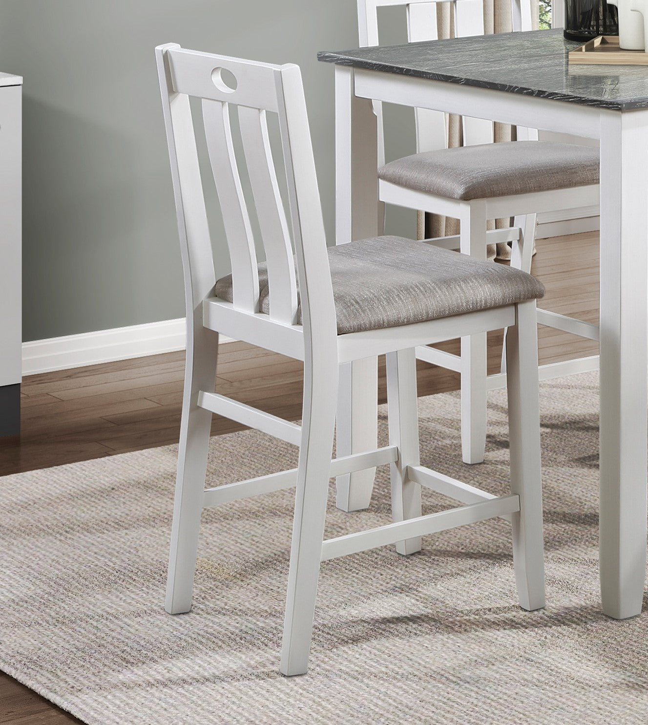Counter Height Dining Set with Oak Veneer Wood Chairs and Table for Dining Room