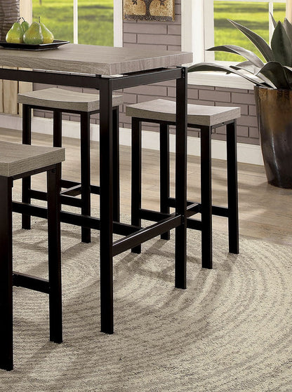 Contemporary Metal Dining Set with Black Gray Chairs and Table