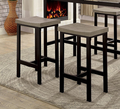 Contemporary Metal Dining Set with Black Gray Chairs and Table
