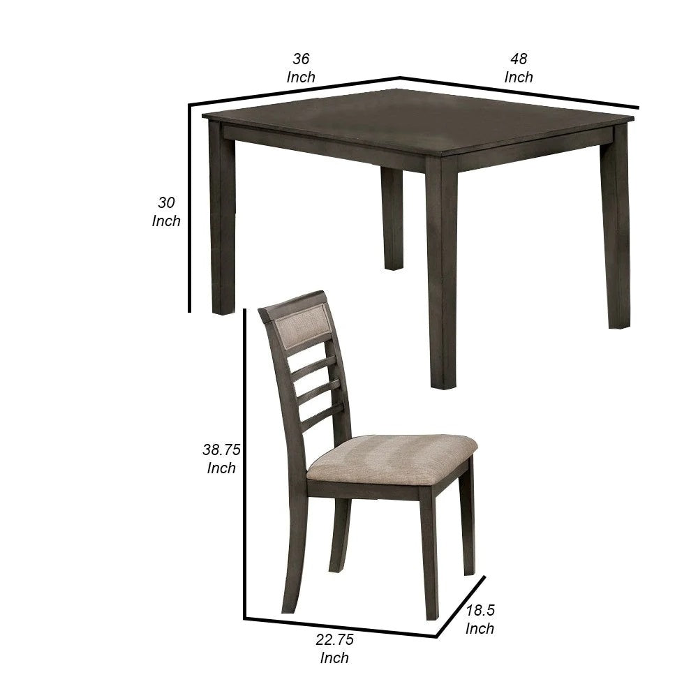 Gray Rectangular Dining Table Set with Chairs for Dining Room