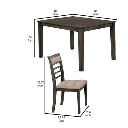Gray Rectangular Dining Table Set with Chairs for Dining Room