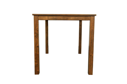 5 Piece Dark Walnut Dining Table Set with Beige Chairs