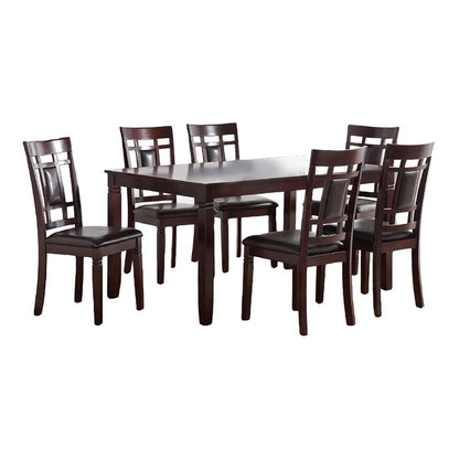 7 Piece Brown Birch Wood Dining Table Set with Chairs