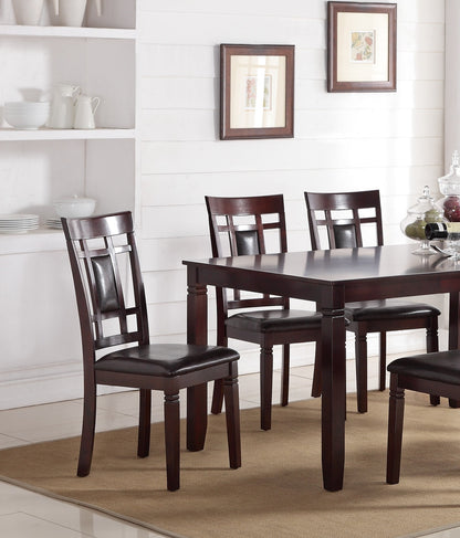 7 Piece Brown Birch Wood Dining Table Set with Chairs