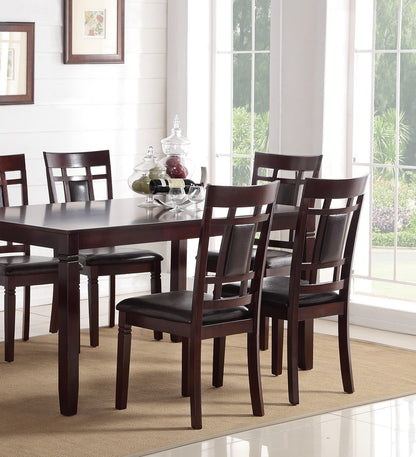 7 Piece Brown Birch Wood Dining Table Set with Chairs