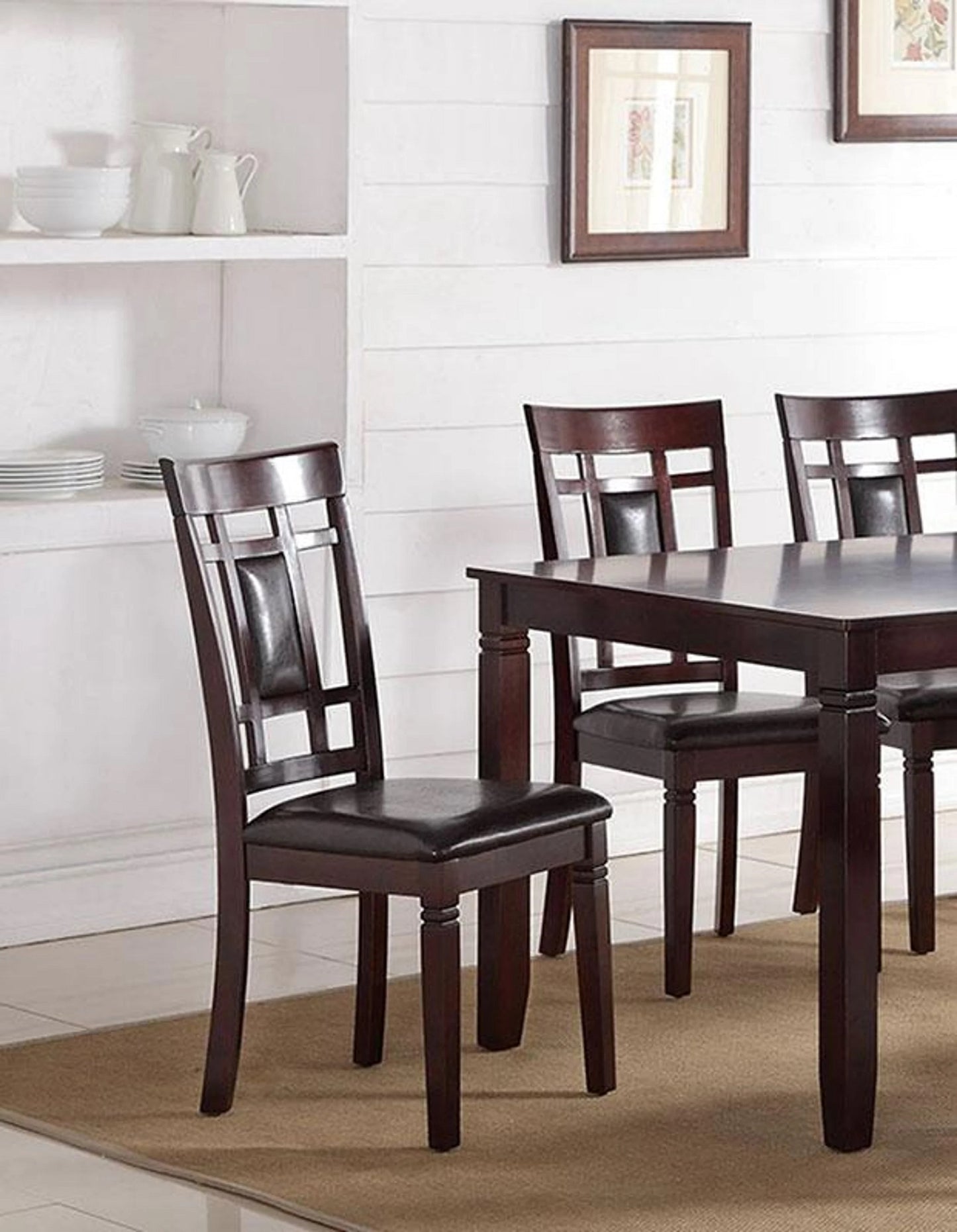 7 Piece Brown Birch Wood Dining Table Set with Chairs