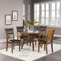 Contemporary Dining 5pc Set Round Table w 4x Side Chairs Walnut Finish Rubberwood Unique Design