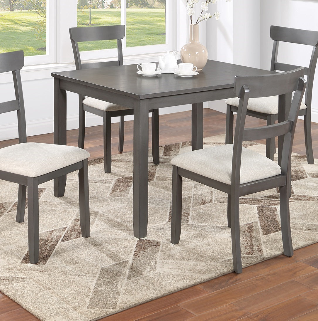 Gray Rectangular Dining Table with 5 Chairs
