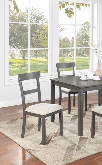 Gray Rectangular Dining Table with 5 Chairs