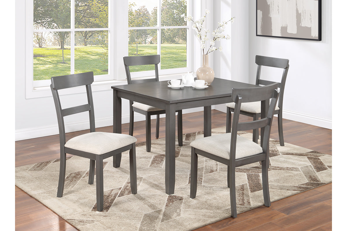 Gray Rectangular Dining Table with 5 Chairs