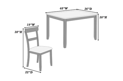 Gray Rectangular Dining Table with 5 Chairs