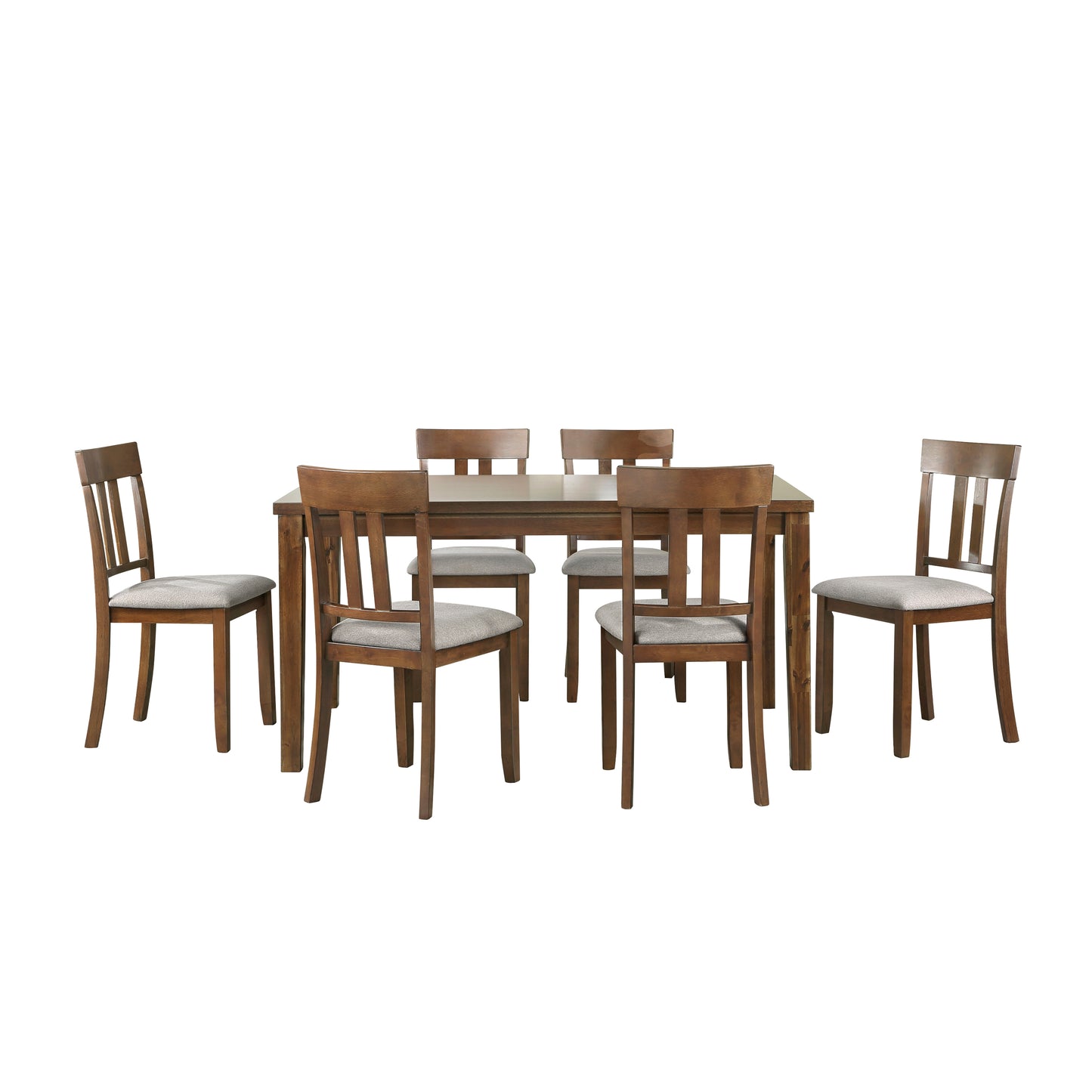 7 Piece Cherry Wood Dining Table Set with 6 Chairs