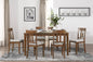 Transitional Styling 7-Piece Pack Dinette Set Cherry Finish Dining Table and 6x Side Chairs Textured Fabric Upholstered Seat Wooden Classic Look Furniture