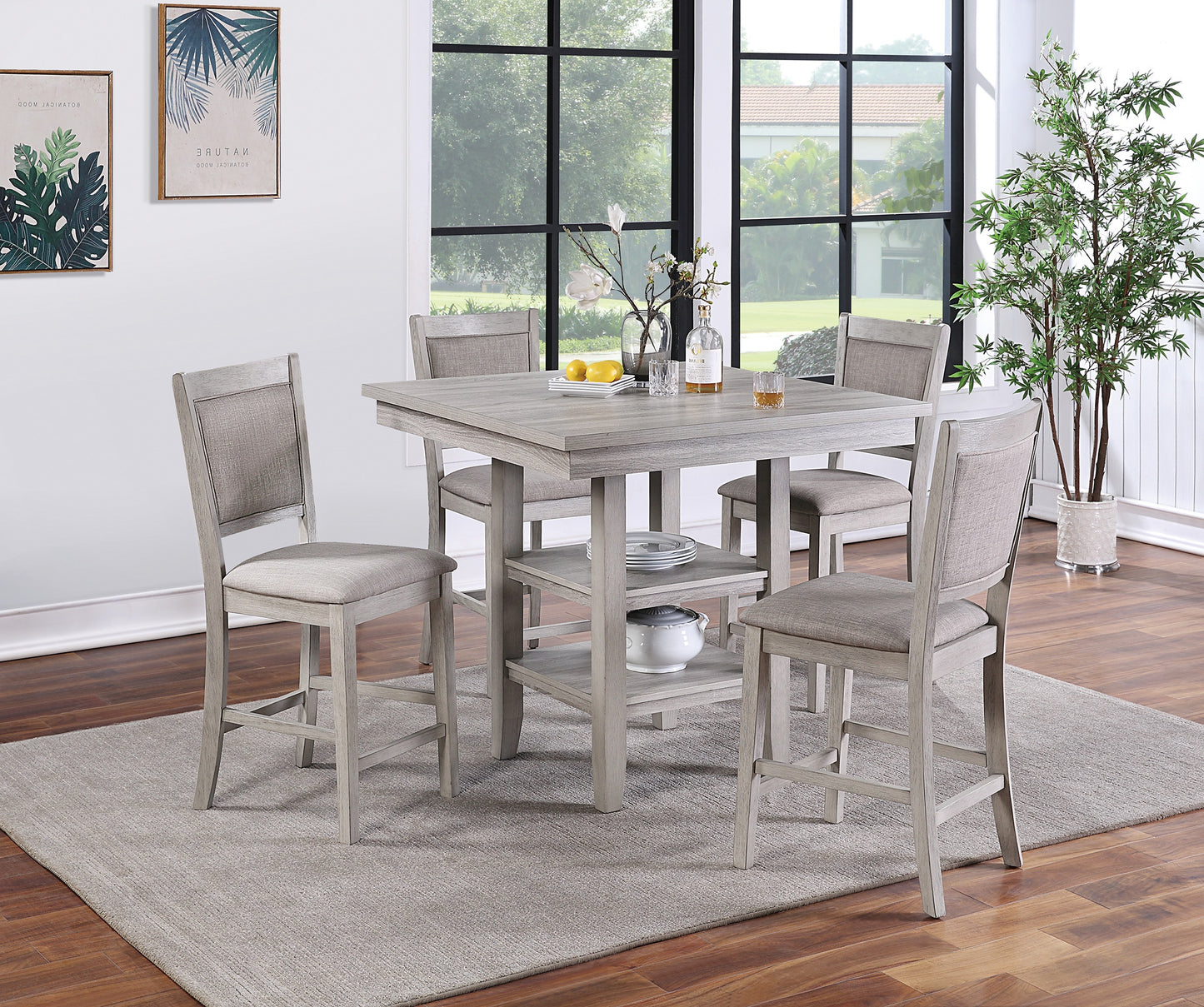 Gray Dining Table Set - Seats 4 - Classic Style