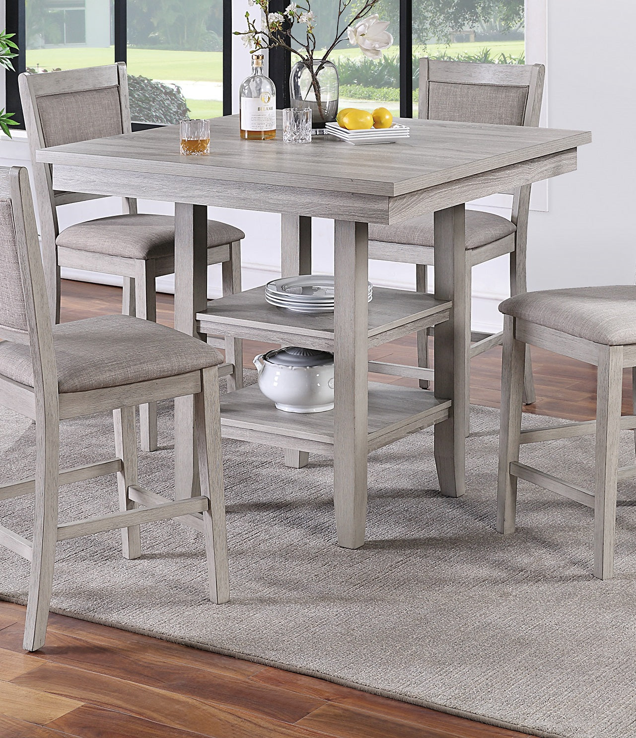 Gray Dining Table Set - Seats 4 - Classic Style