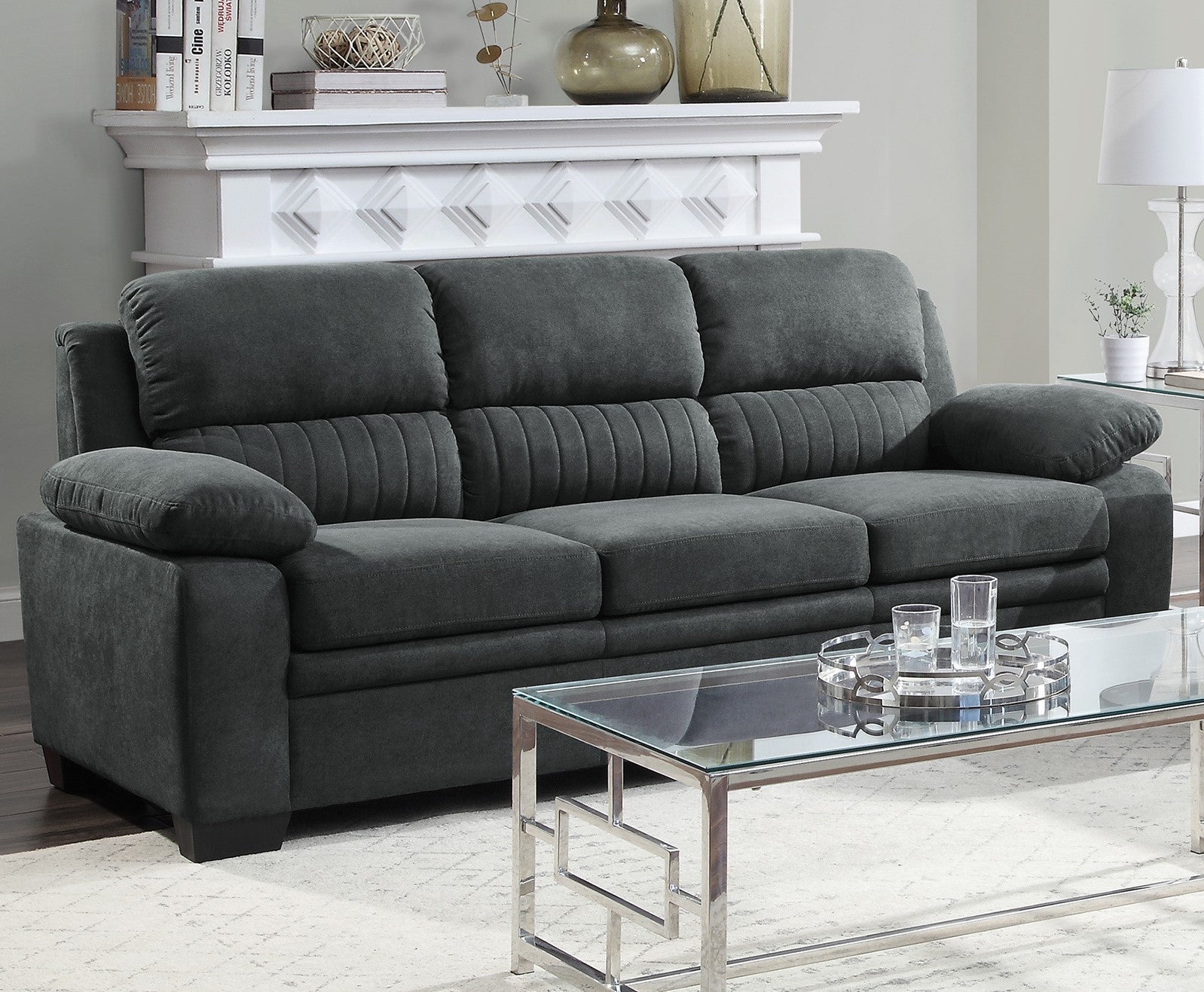 Comfortable Dark Gray Sofa - Plush Seating 1pc