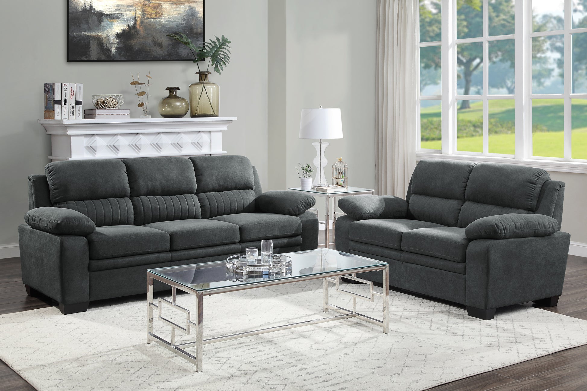 Comfortable Dark Gray Sofa - Plush Seating 1pc