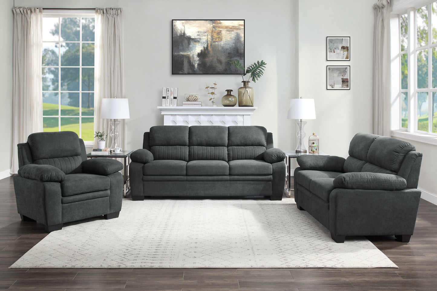 Comfortable Dark Gray Sofa - Plush Seating 1pc