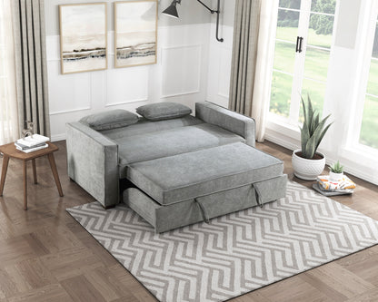 Gray Polyester Wood Frame Sofa - 2 Seat Living Room Sofa