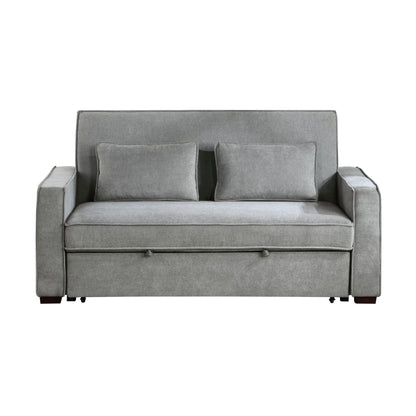 Gray Polyester Wood Frame Sofa - 2 Seat Living Room Sofa