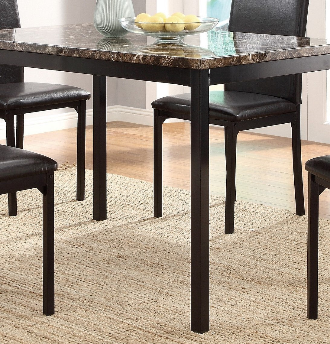 Black Metal Rectangular Dining Table with 4 Bench Seats