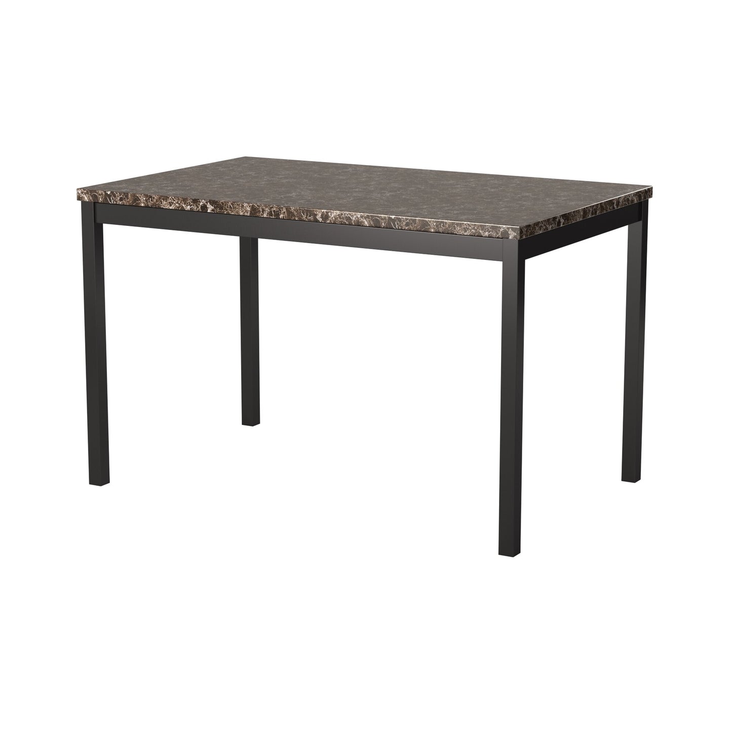 Black Metal Rectangular Dining Table with 4 Bench Seats