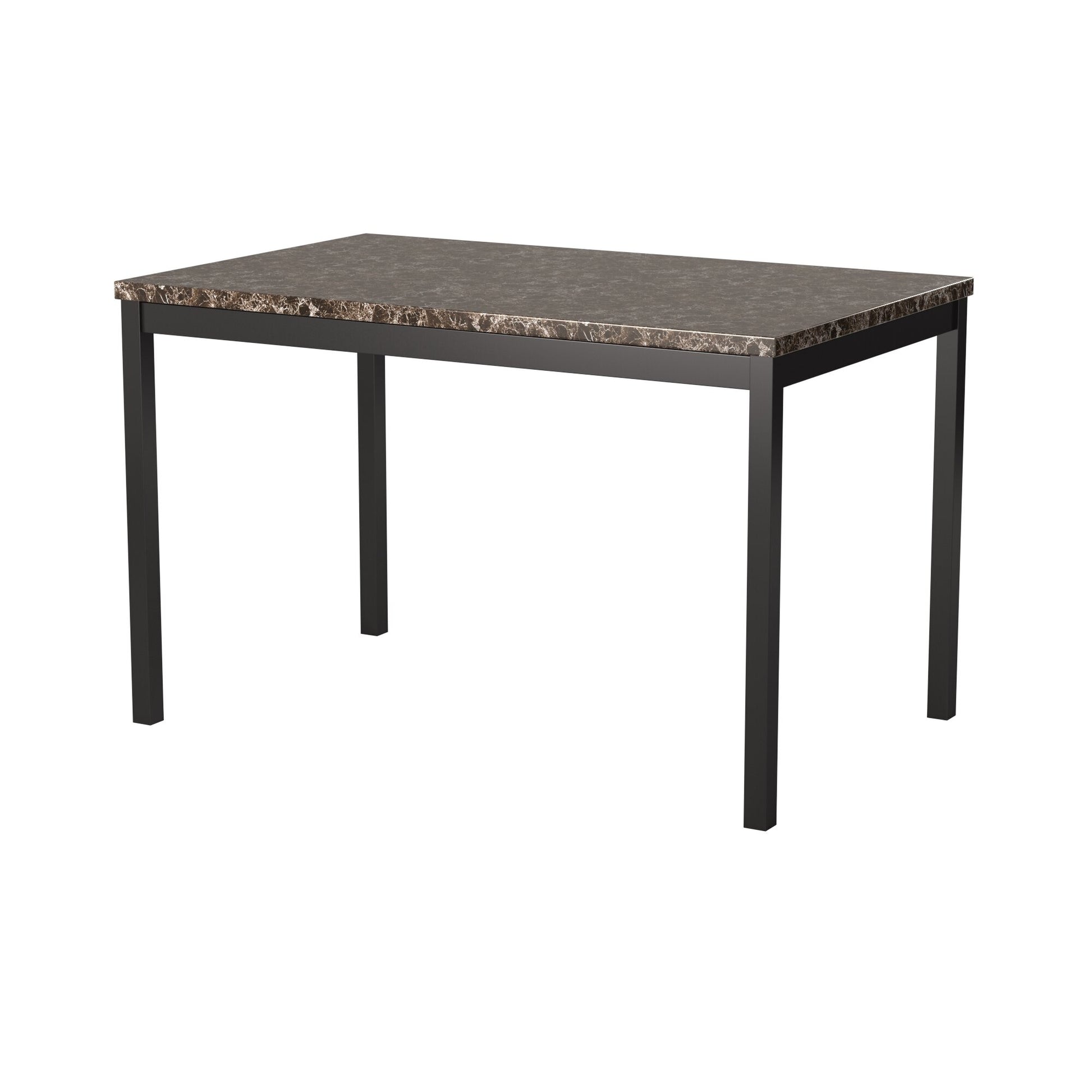 Black Metal Rectangular Dining Table with 4 Bench Seats