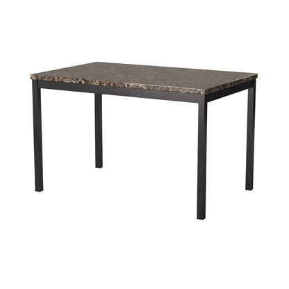 Black Metal Rectangular Dining Table with 4 Bench Seats