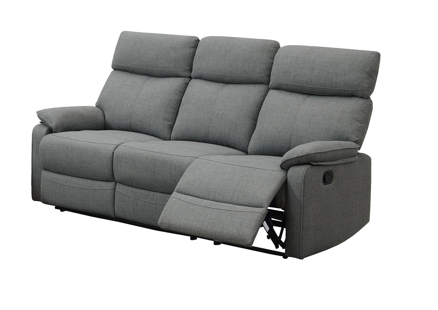 Gray 3-Seat Fabric Recliner Sofa - Modern Style