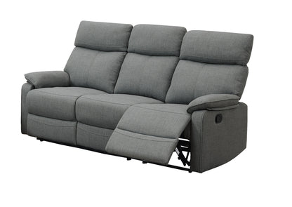 Gray 3-Seat Fabric Recliner Sofa - Modern Style