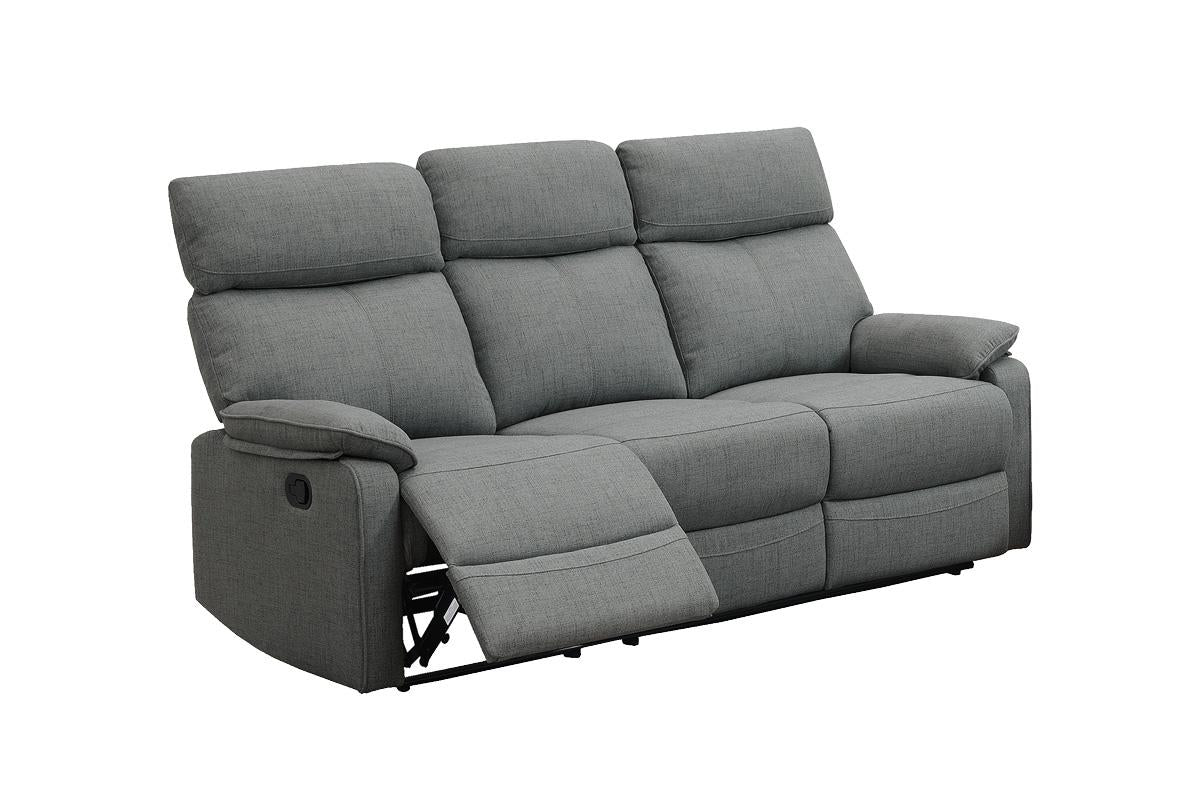 Gray 3-Seat Fabric Recliner Sofa - Modern Style