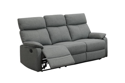 Gray 3-Seat Fabric Recliner Sofa - Modern Style