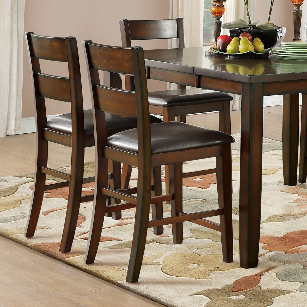 Extendable Cherry Dining Set for Dining Room with 6 Chairs