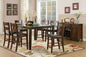 Cherry Finish Dining Set 7pc Counter Height Table with Extension Leaf and 6x Wood Frame Counter Height Chairs Transitional Style Furniture