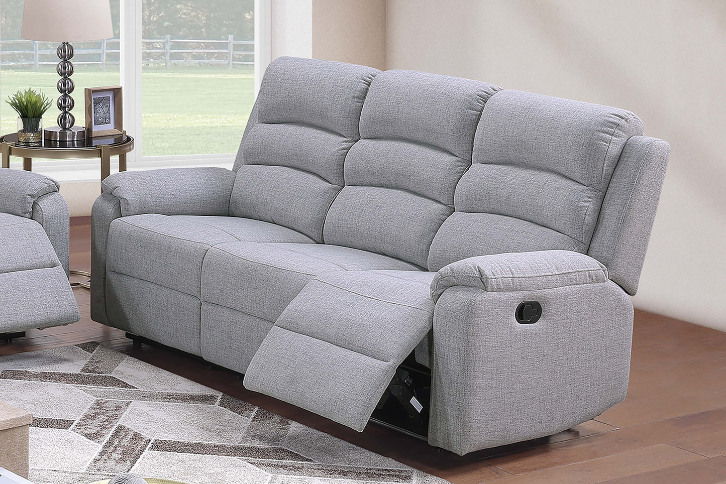Modern Motion Sofa 1pc Beige Horizontal Tufting Recliner