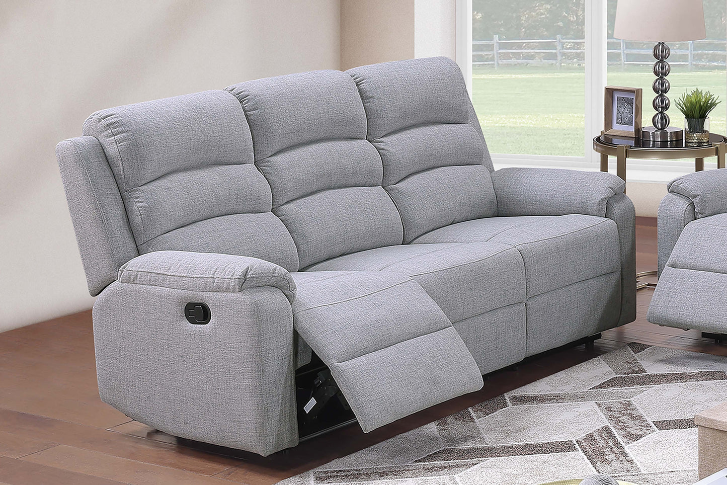 Modern Motion Sofa 1pc Horizontal Tufting Cushion Backrest Upholstered Sofa Sincere Bone Finish Primary Living Room Furniture
