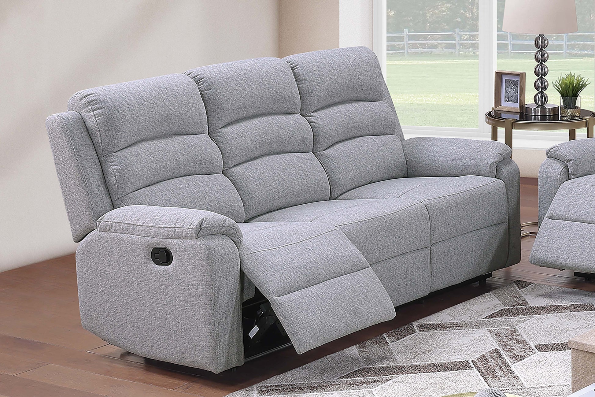 Modern Motion Sofa 1pc Horizontal Tufting Cushion Backrest Upholstered Sofa Sincere Bone Finish Primary Living Room Furniture