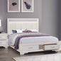 Modern Glam White Finish 1pc Queen Platform Bed with Drawers Storage Upholstered Headboard Silver Glitter Accent Wooden Bedroom Furniture