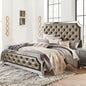 Silver Finish Glam Queen Size Bed Button-Tufted Upholstered Wooden Bedroom Furniture 1pc