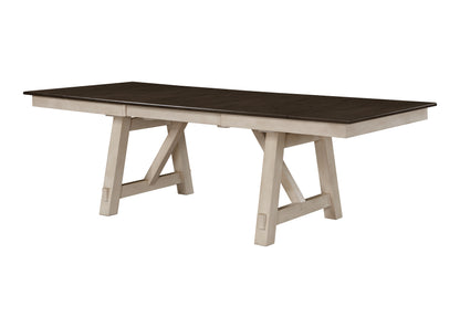 6-Piece Cottage Style Extendable Dining Table Set - Cream & Wood