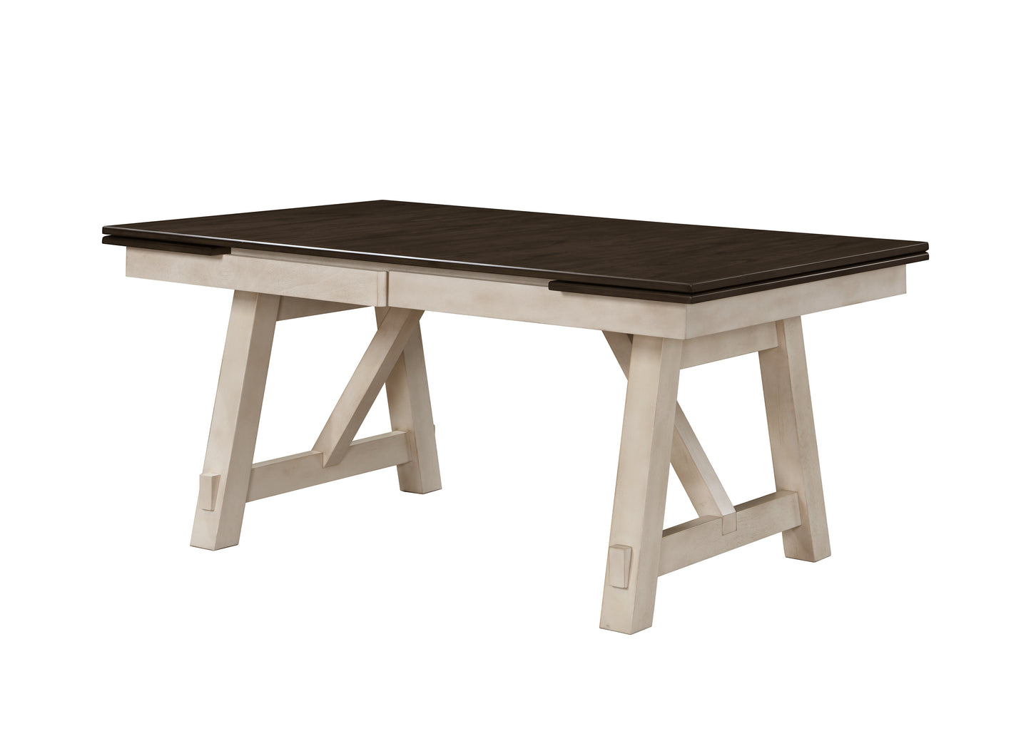 6-Piece Cottage Style Extendable Dining Table Set - Cream & Wood
