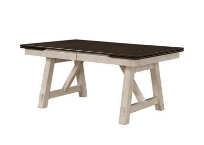 6-Piece Cottage Style Extendable Dining Table Set - Cream & Wood