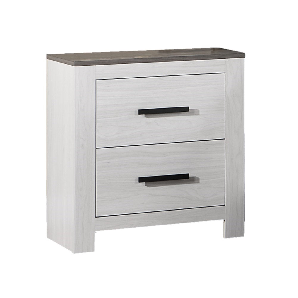 White 2-Drawer Bedside Cabinet Nightstand for Bedroom