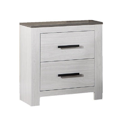 White 2-Drawer Bedside Cabinet Nightstand for Bedroom