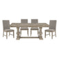 Traditional Style 5pc Dining Set Table with Extension Leaf and 4x Side Chairs Brownish Gray Finish Wooden Dining Kitchen Furniture