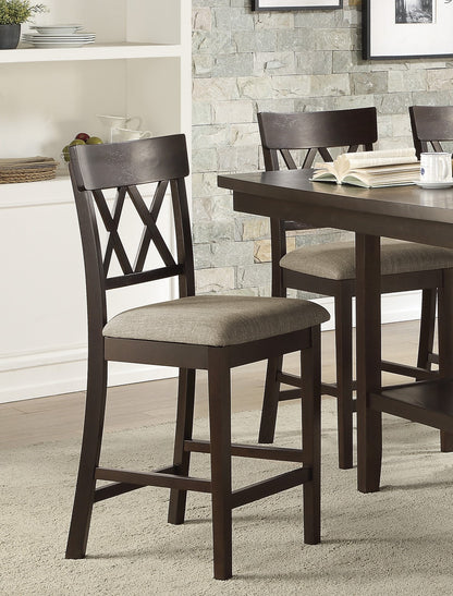 Dark Brown Counter Height Dining Table with Chairs - 5 Piece Set for Dining Room