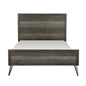 Unique Design 3-Tone Gray Finish 1pc Eastern King Bed Metal Legs Horizontal Slat Design Headboard Footboard Bedroom Furniture